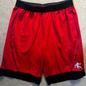 AND1 Youth Boys 2XL Red Black Training Athletic Basketball Workout Casual Shorts
